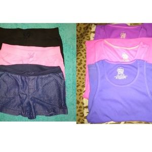 3 Pairs of Faded Glory Girls Shorts & 3 Tank Tops